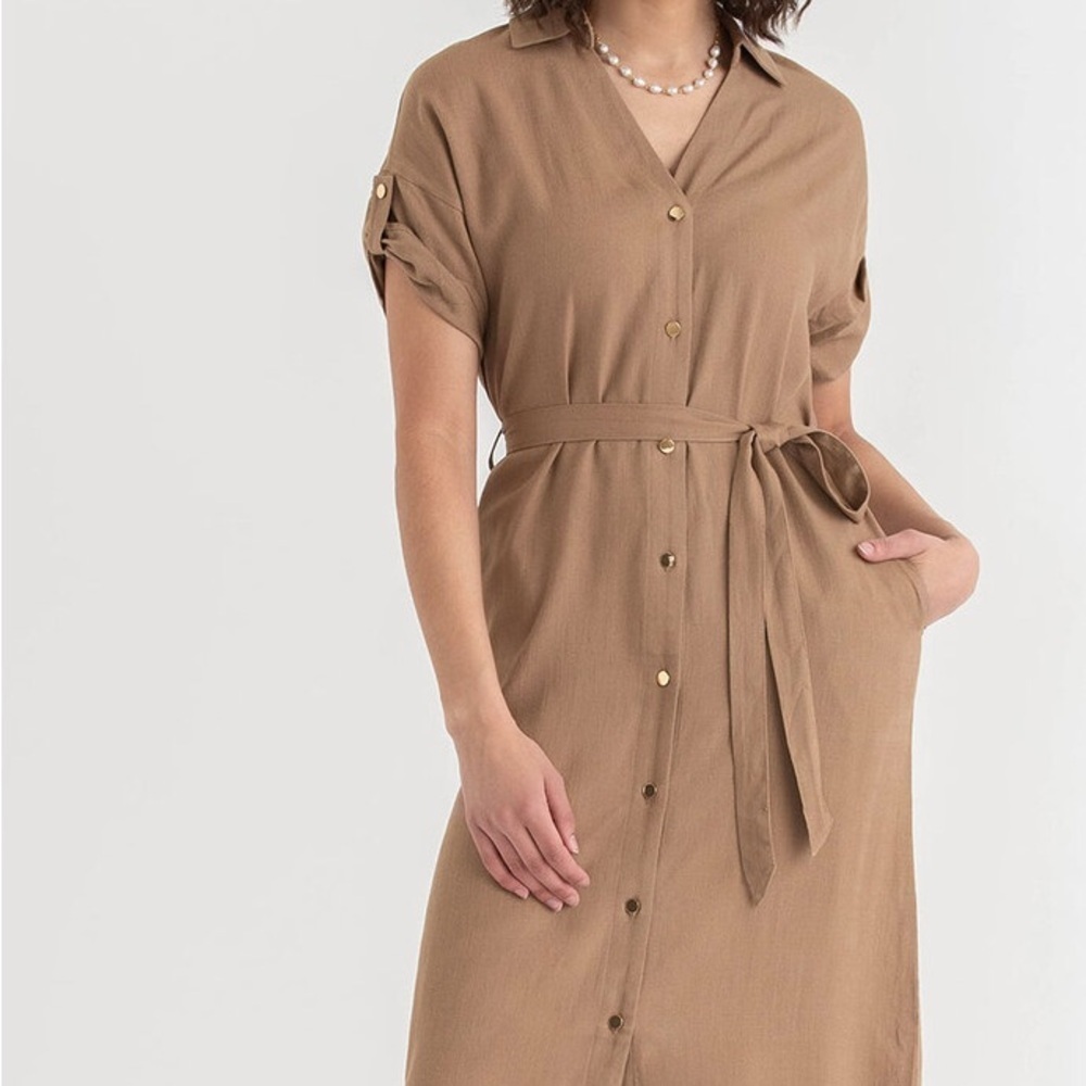 NWT Ricki’s Linen Shirtdress with Roll Sleeves - Picture 2 of 12